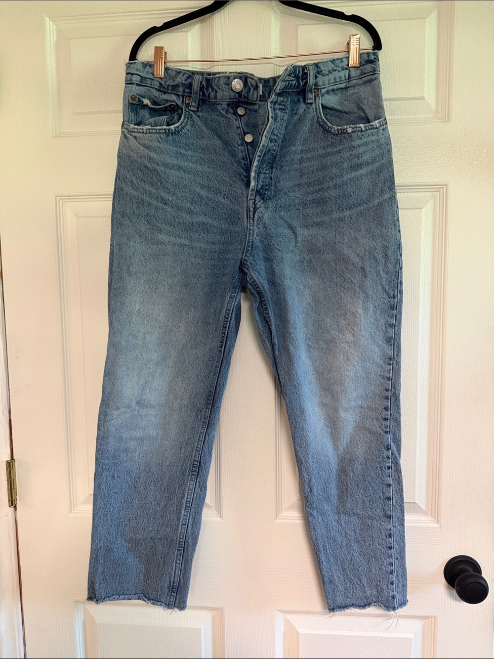 Zara Light Blue High-Rise Straight Jeans